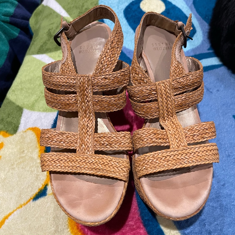 Stuart Weitzman Tan Braided Sandals